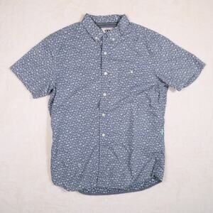 Vissla Blue Printed Short Sleeve Button Down Size M Cotton Floral Surf Shirt